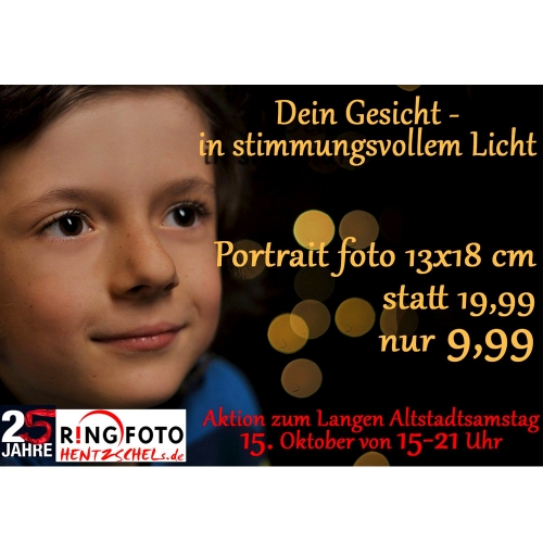 Dein Gesicht in stimmungsvollem Licht - Portraits zum halben Preis am Langen Altstadtsamstag am 15.10.2016